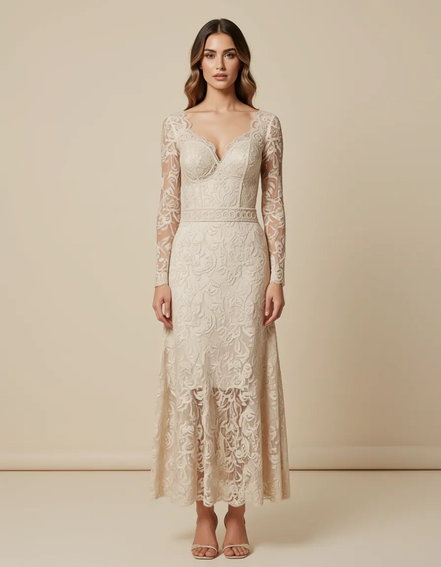 Lace Midi Longuette - Abito in pizzo elegante