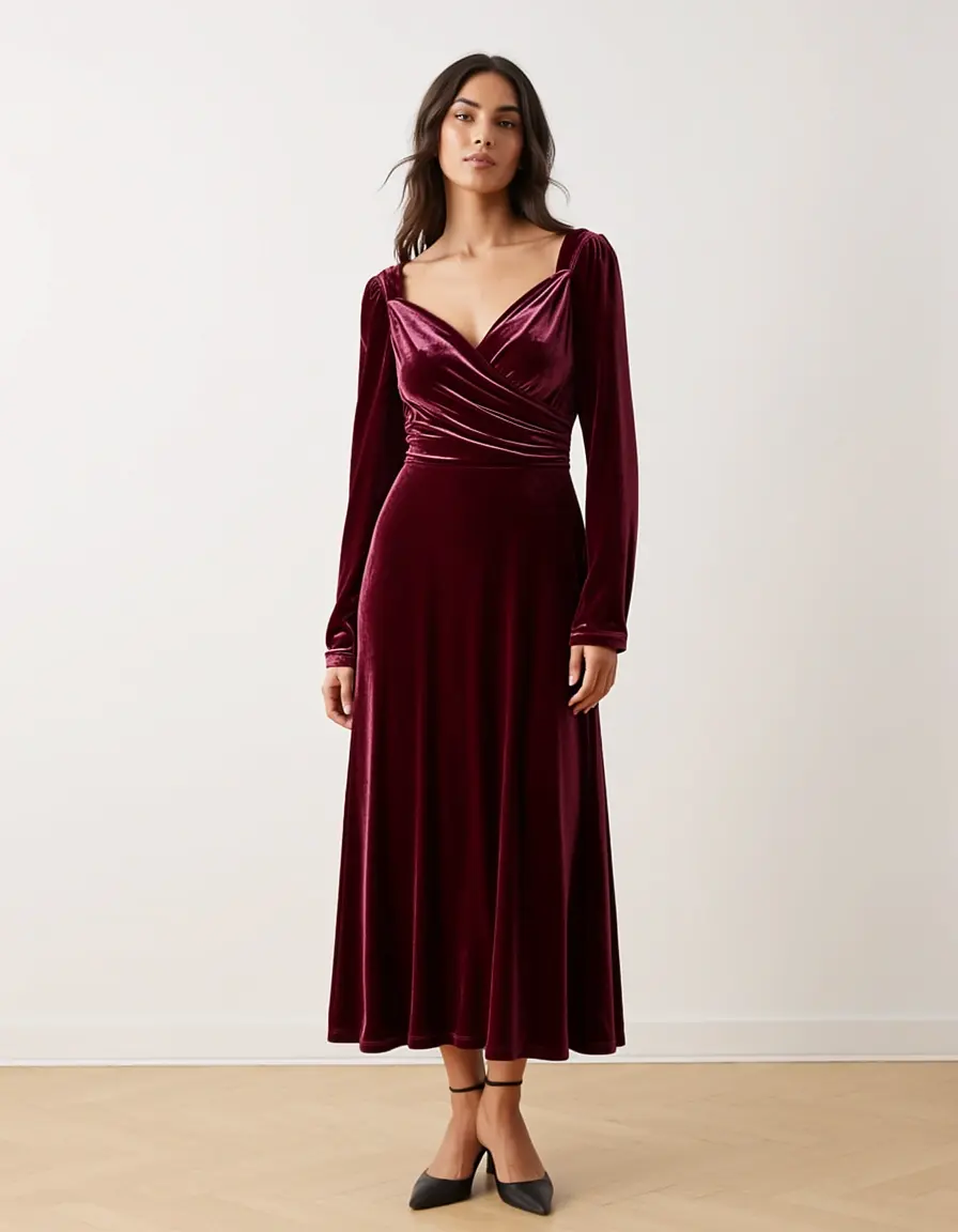 Abito midi in velluto elegante