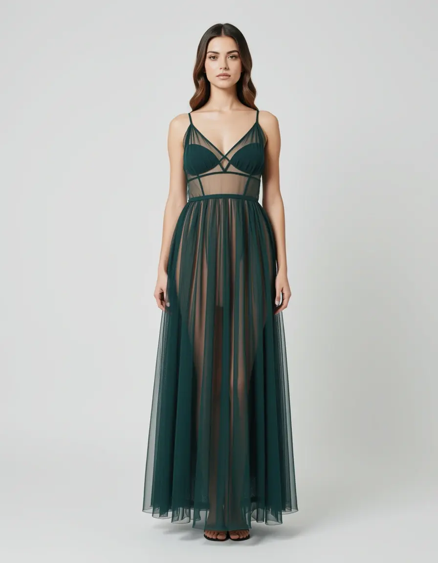 Abito con strato in organza