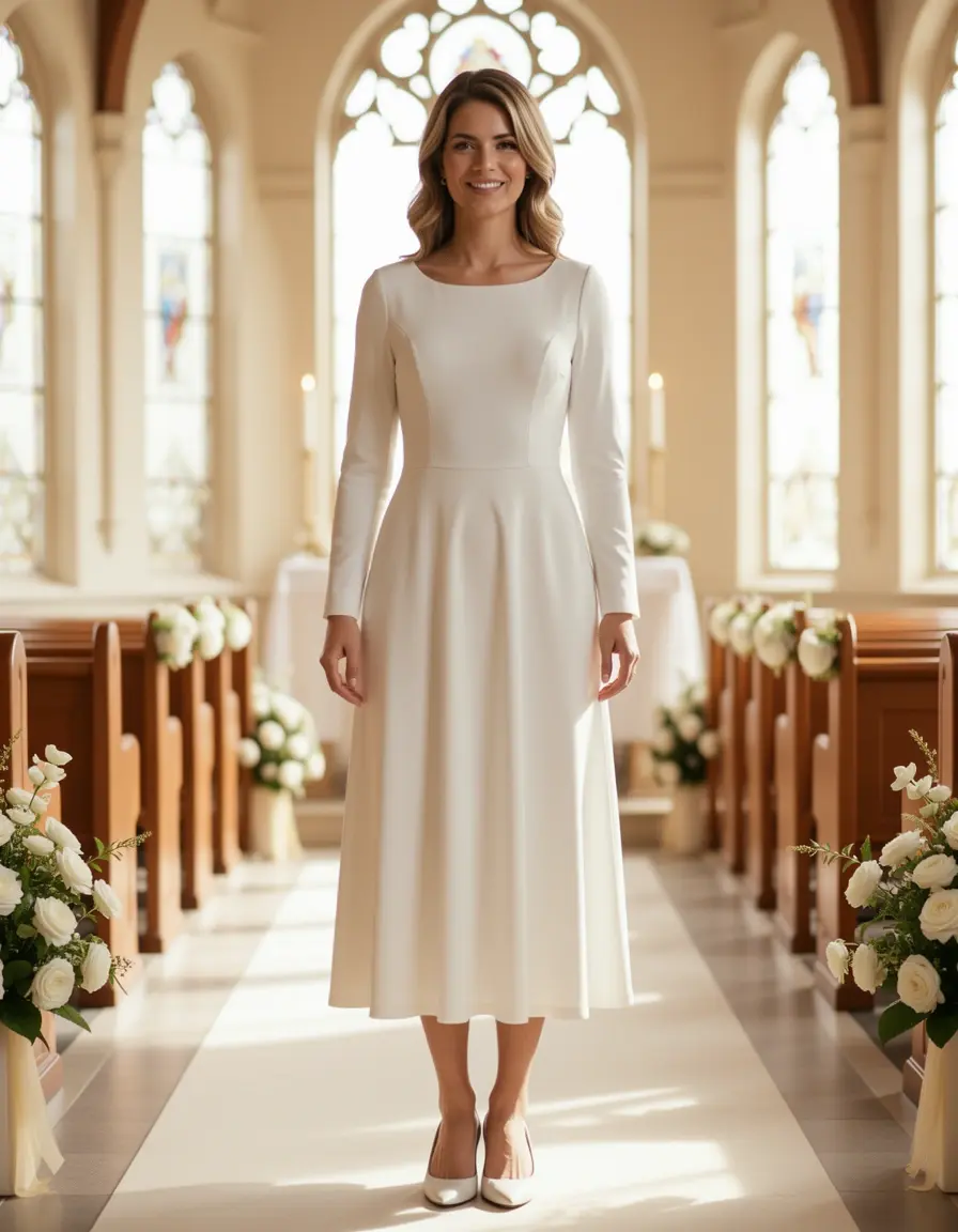 A-Line Modest Gown - Abito linea ad A per cerimonia