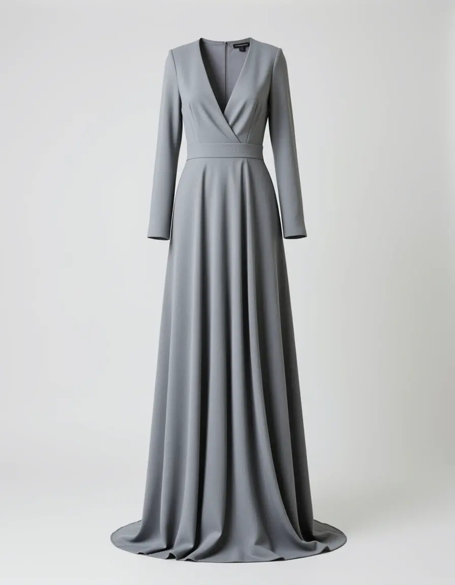 Abito lungo maxi grigio elegante e sofisticato