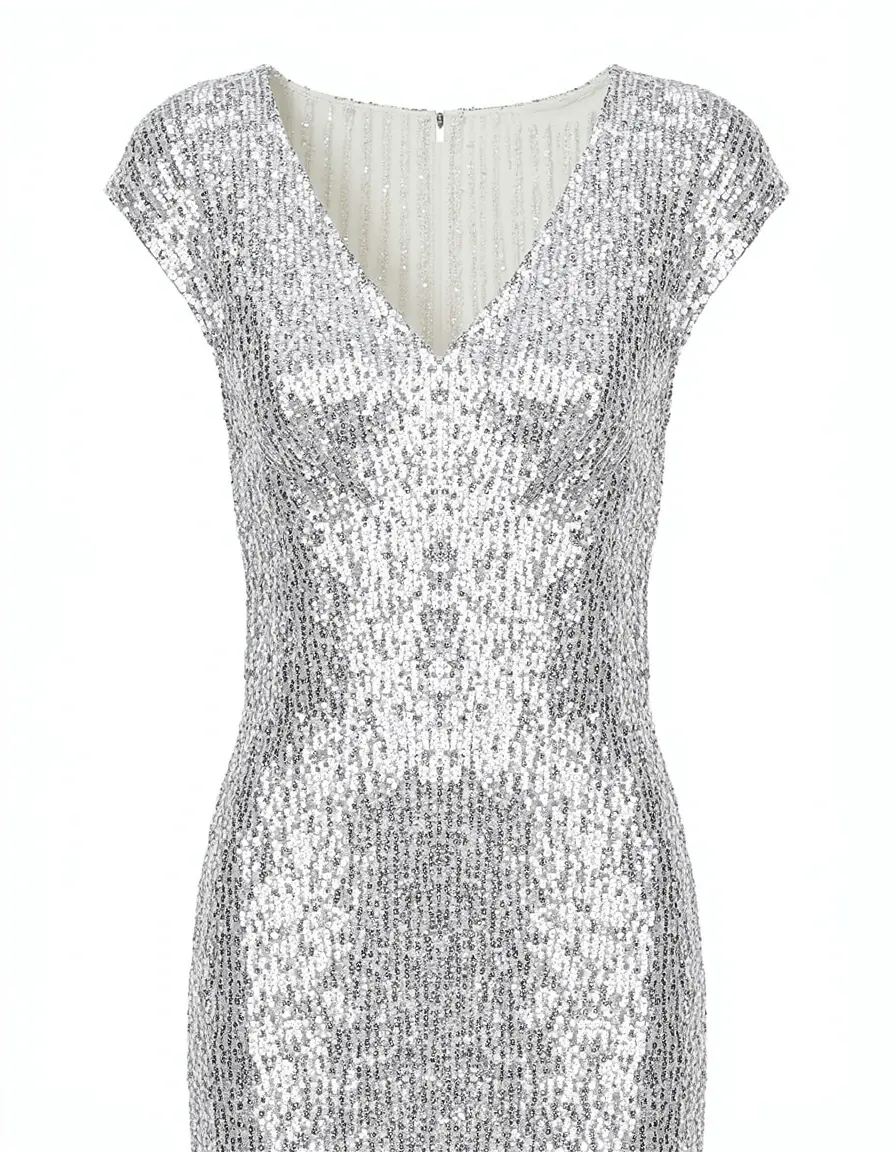 Vestito di paillettes argento glamour e luccicante