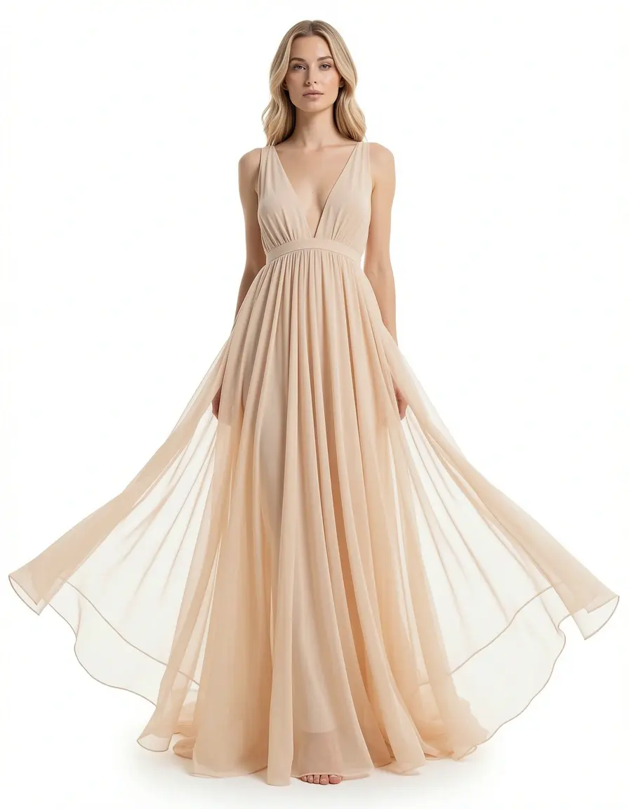 Vestito lungo in chiffon per mamma della sposa