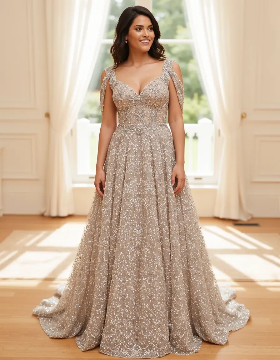 Abito da cerimonia con perline e paillettes