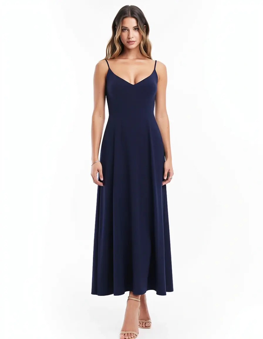 Tubino donna blu navy lunghezza midi professionale