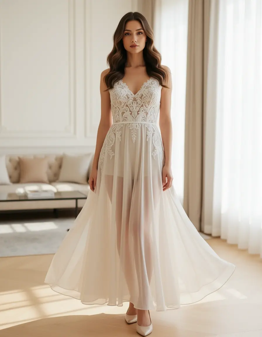Tuta elegante in chiffon fluida