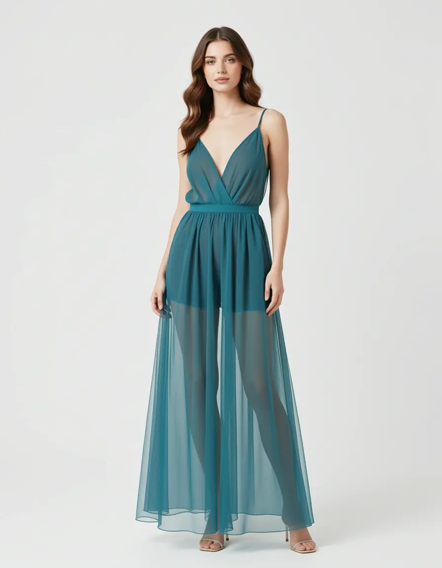 Tuta elegante con inserti in organza