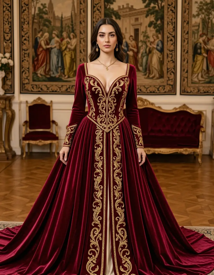 Velvet Venetian Maxi - Vestito in velluto Carnevale