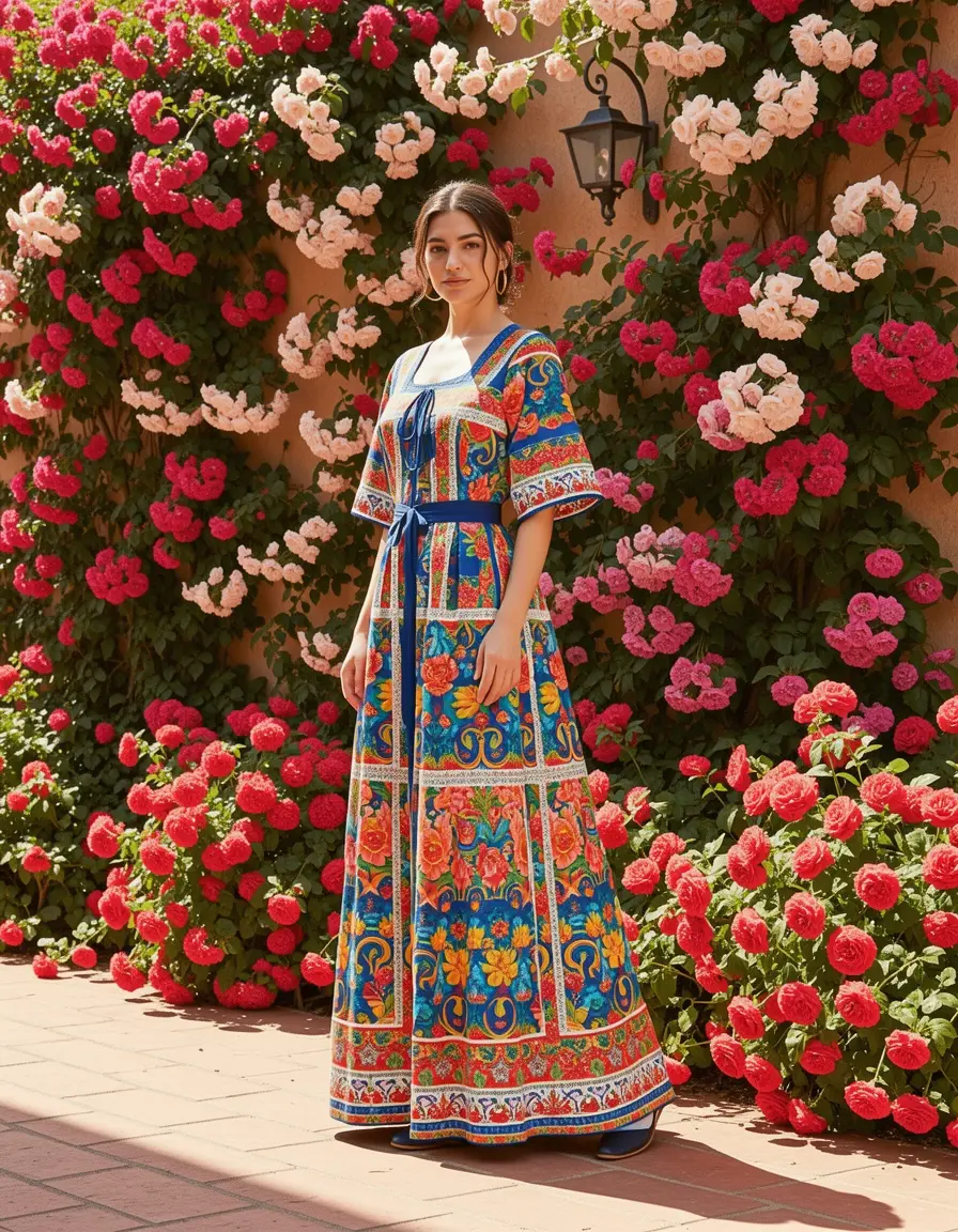 Spanish Floral Maxi Dress - Vestidos eleganti