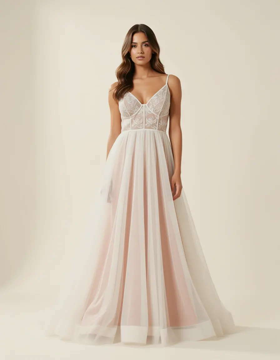 Organza Vestidos Overlay - Abito in organza con velo