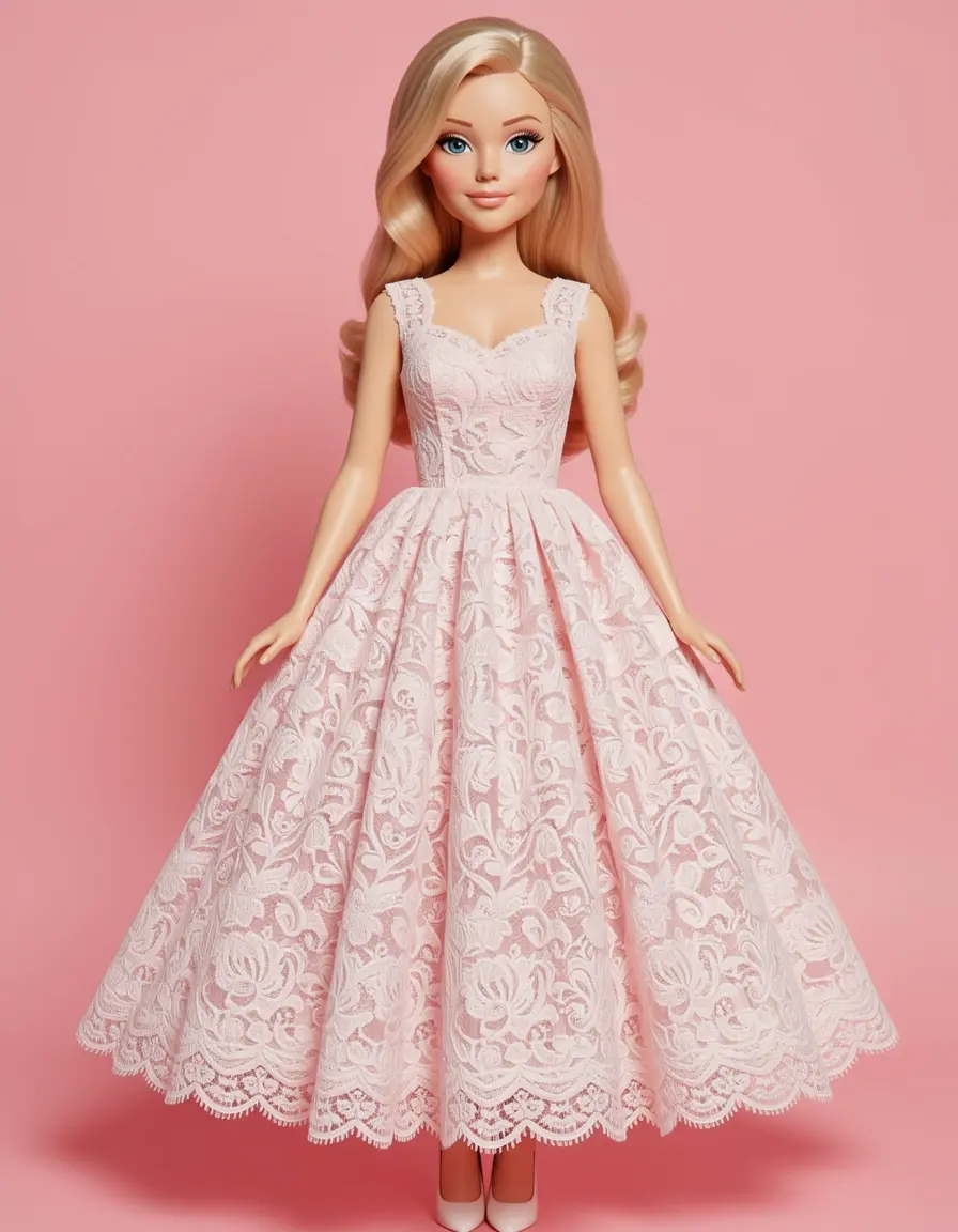Abito Barbie in pizzo raffinato