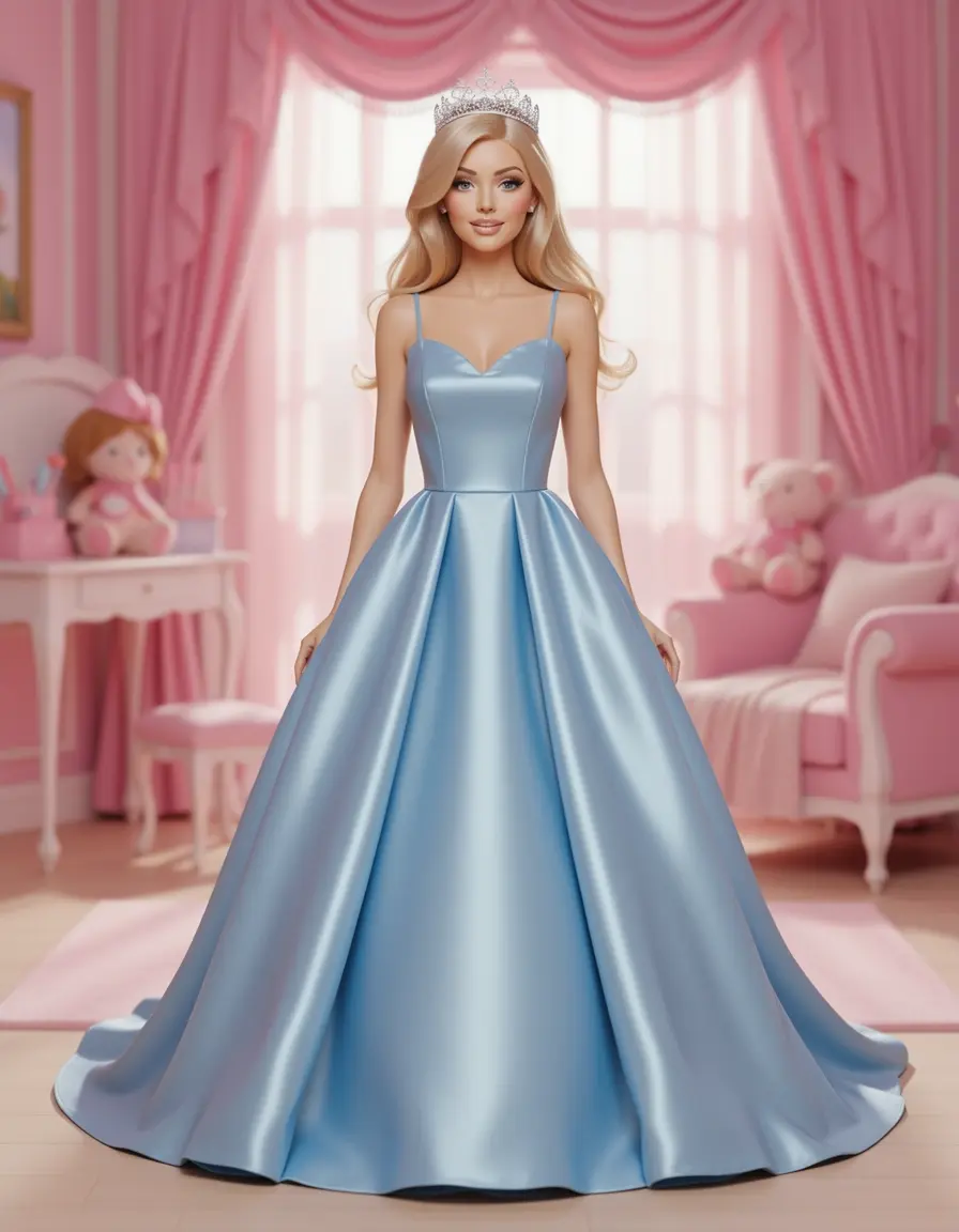 Sottoveste Barbie in satin rosa lucido