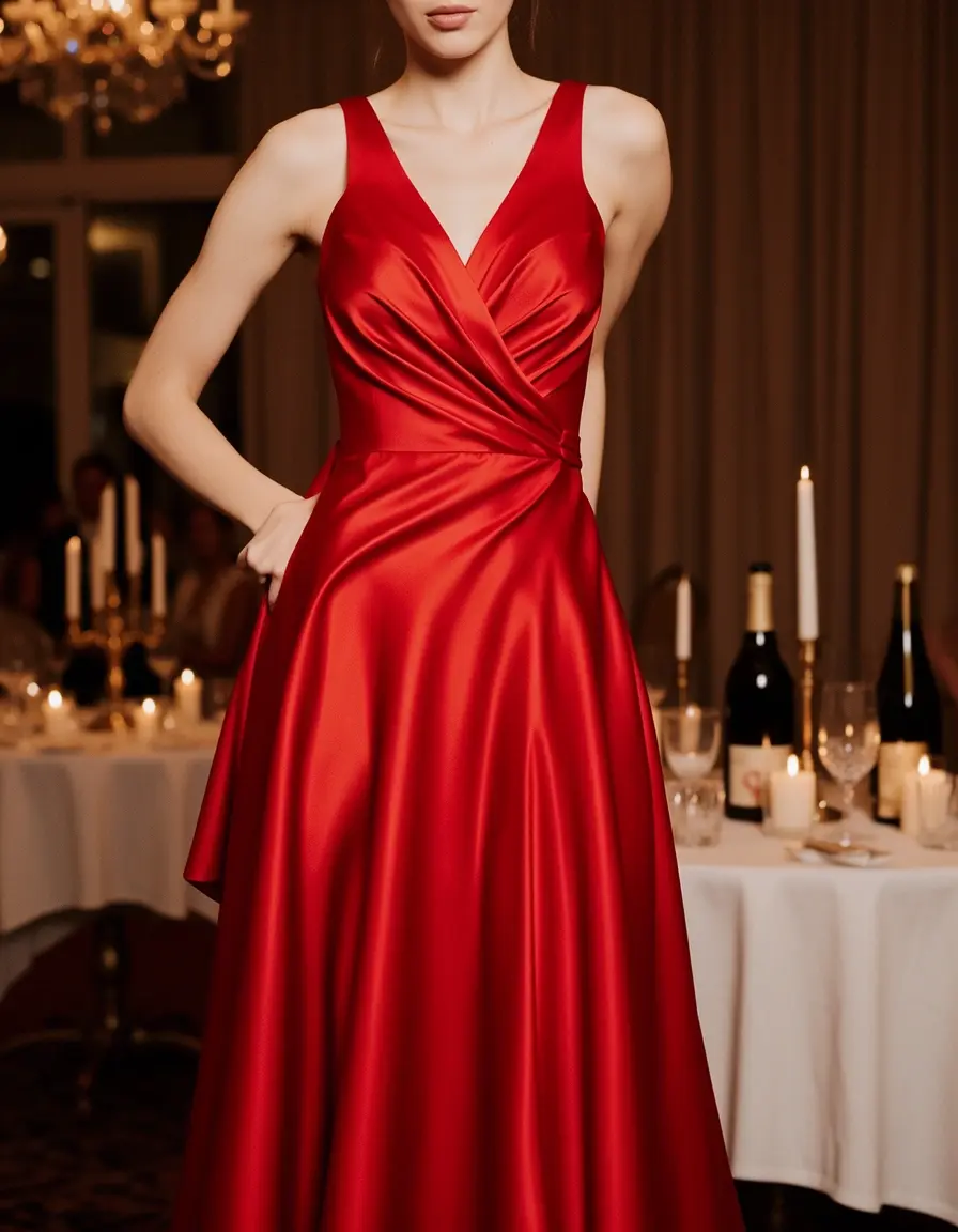 Date Night Dress in seta rossa