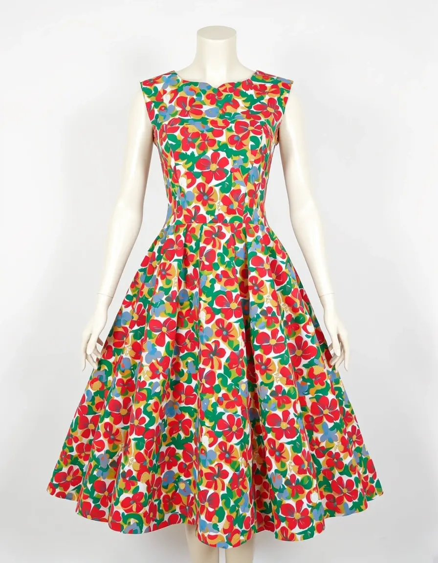 Vestito a trapezio a fiori stile anni 60