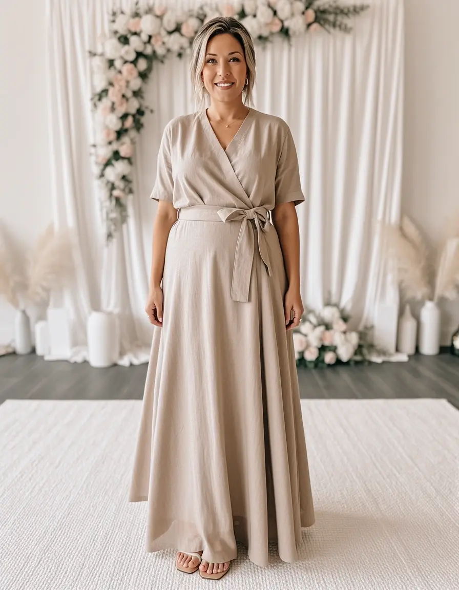 Vestito a portafoglio con cintura per battesimo