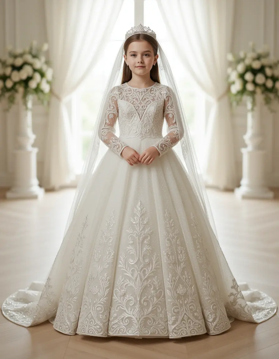 Beaded Baptism Gown - Abito battesimo con perline