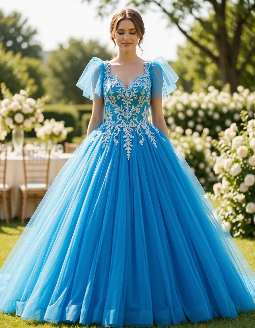 Abito da principessa in tulle blu