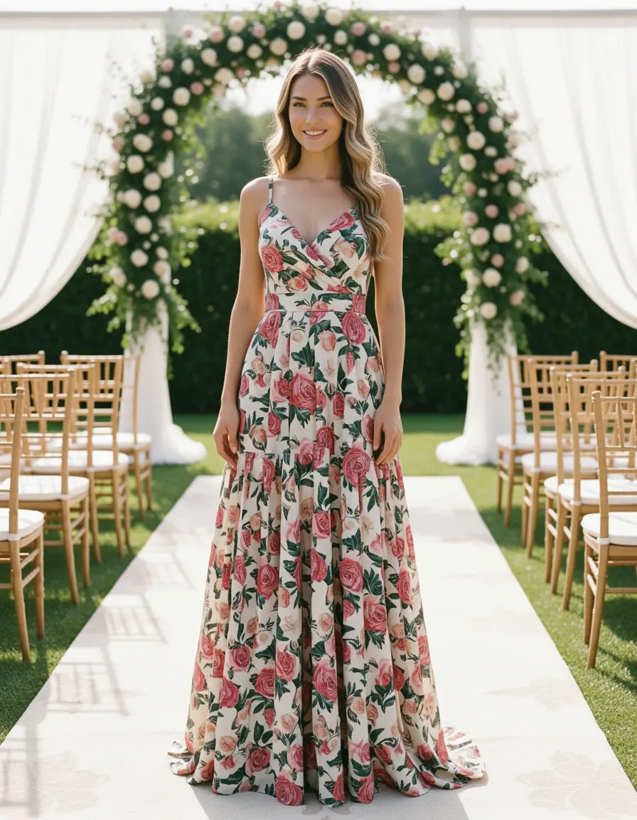 Floral Maxi Ceremony Dress - Abito lungo floreale per cerimonia