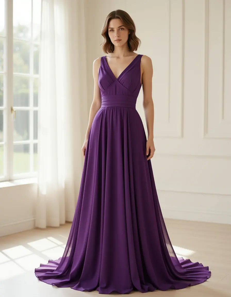 Empire Waist Gown - Abito lungo viola stile impero