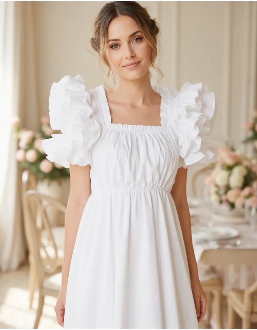 Ruffled Sleeve Dress - Abito con maniche a volant