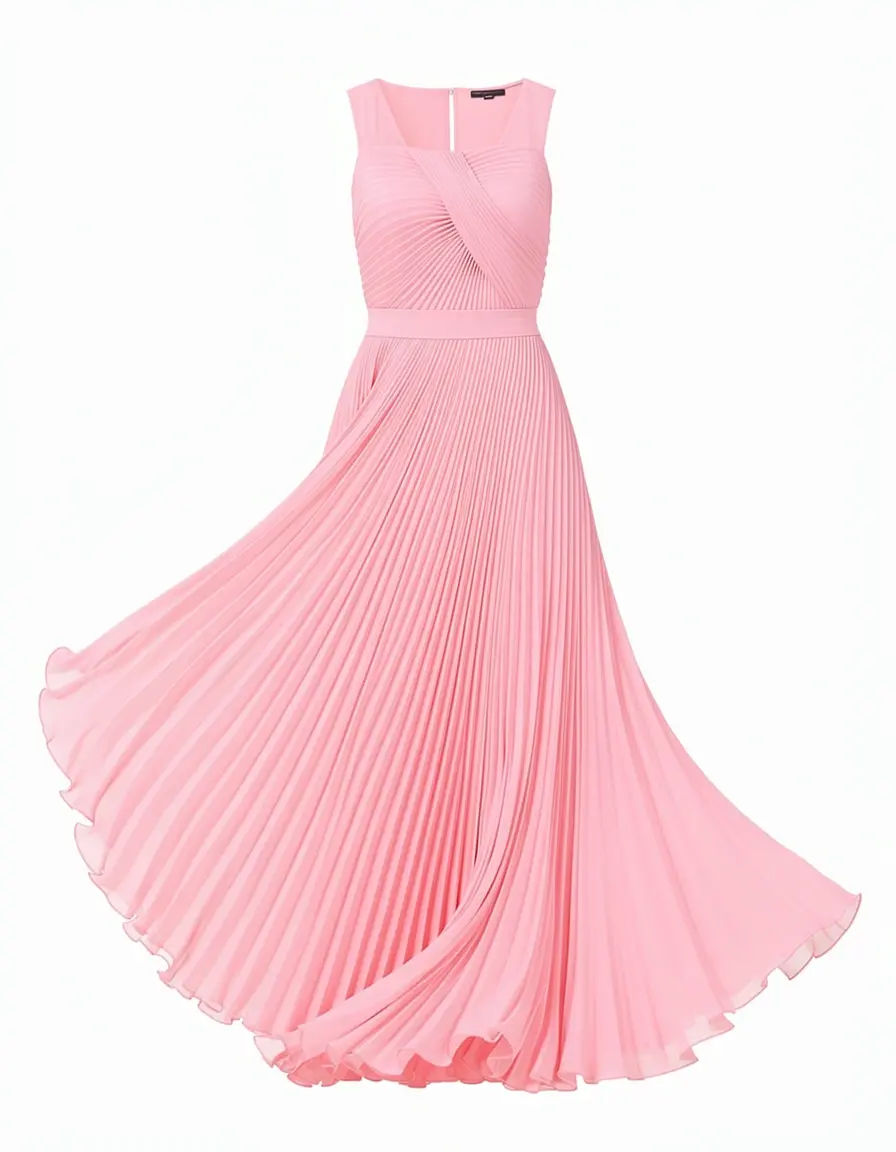 Pleated Chiffon Dress rosa