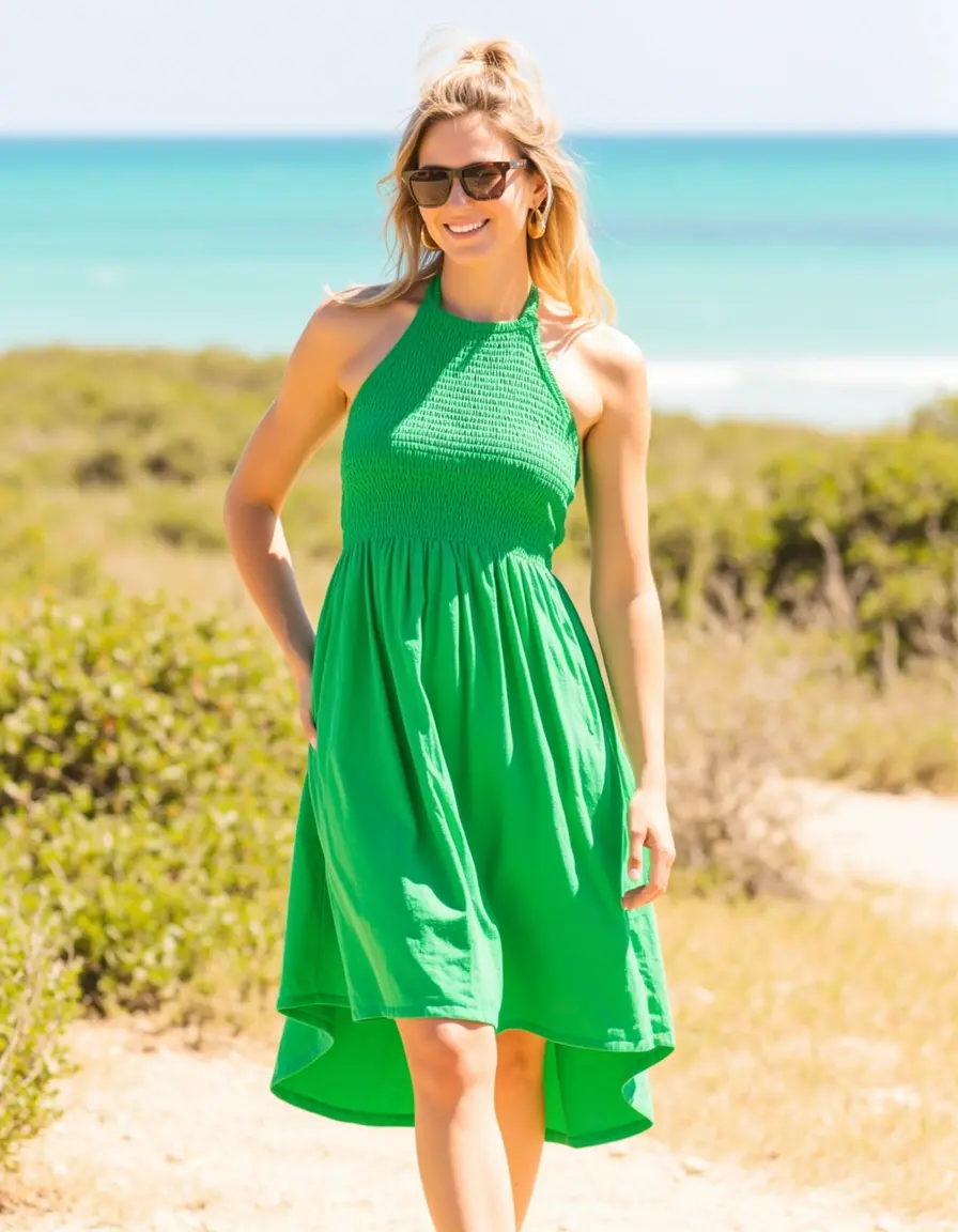 Halter Neck Guest Dress verde