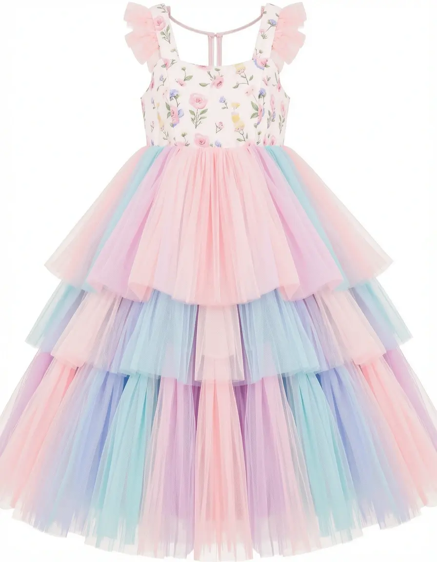 Tiered Tulle Dress pastello