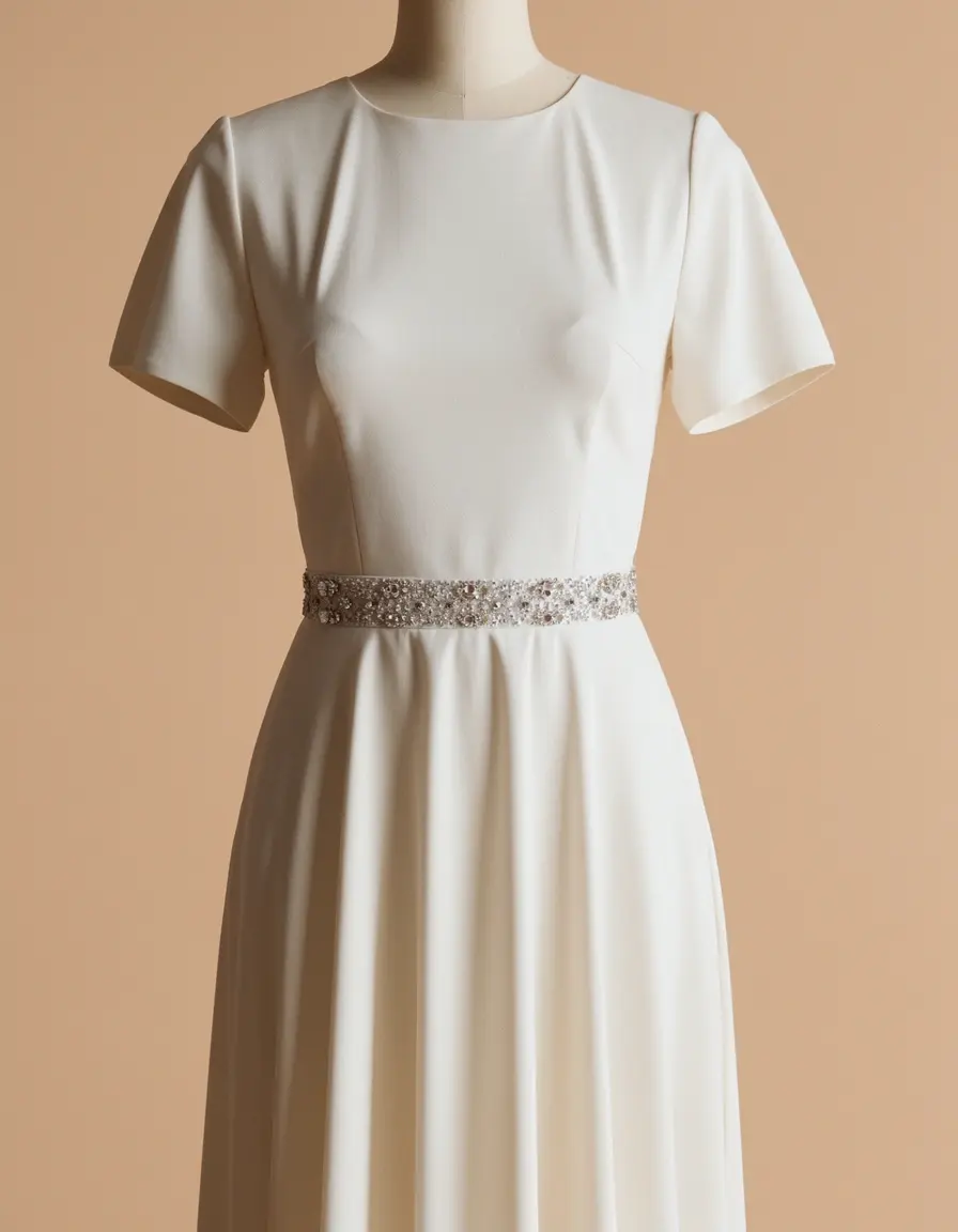 Vestito comunione con vita decorata da perline