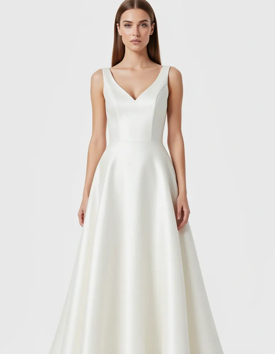 Satin Mini Wedding Dress, abito da sposa mini in raso semplice