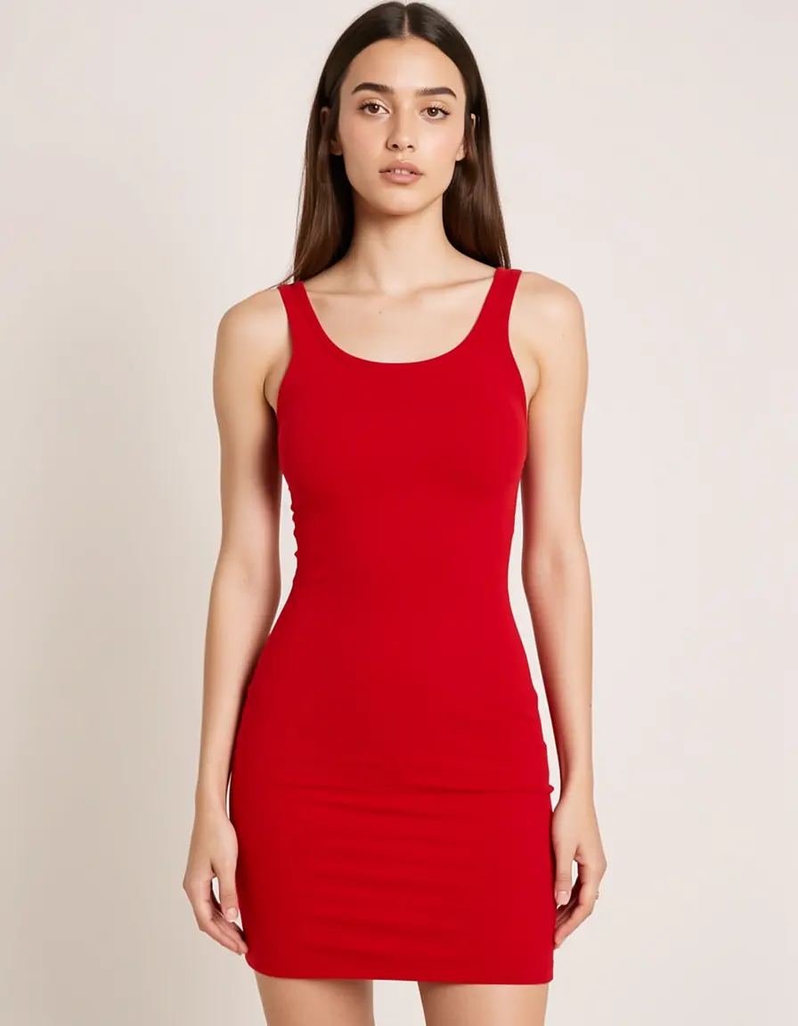 Vestito rosso aderente in maglina