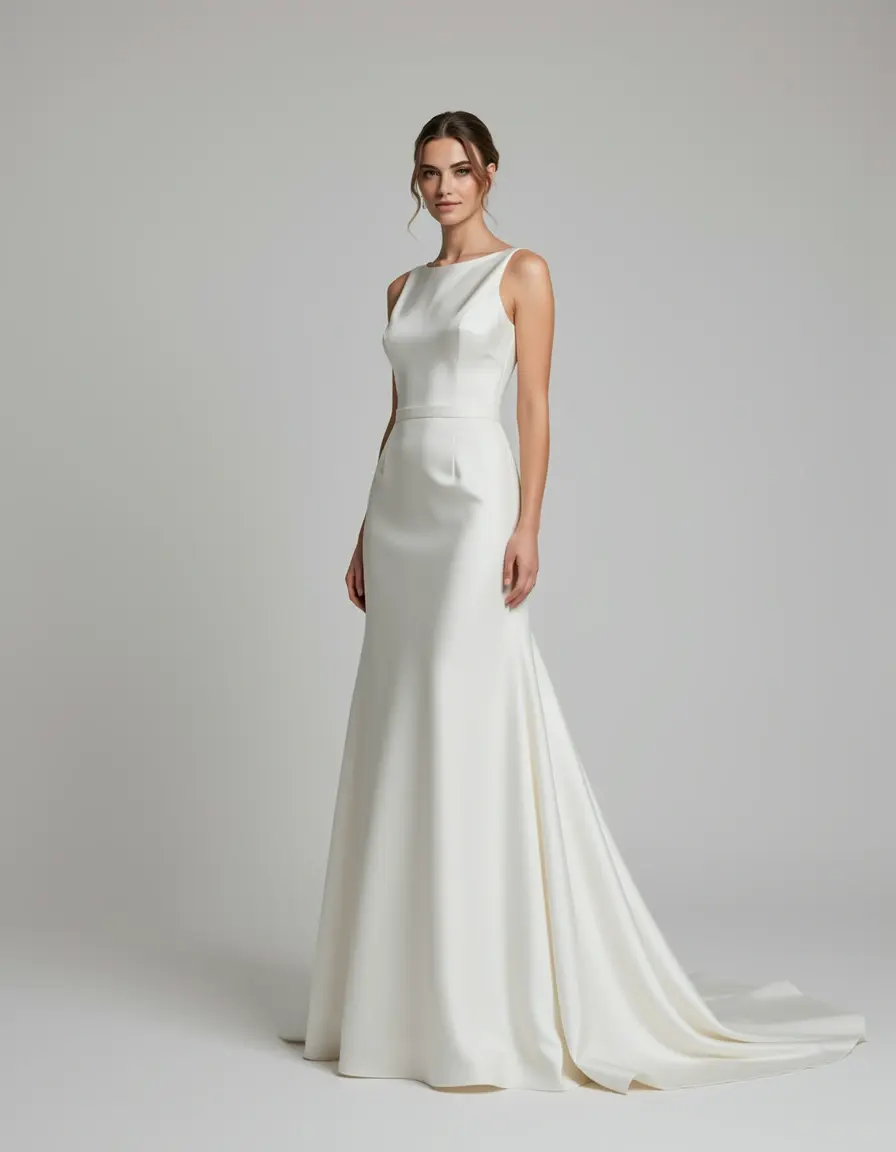 Abito da sposa a colonna in seta minimalista