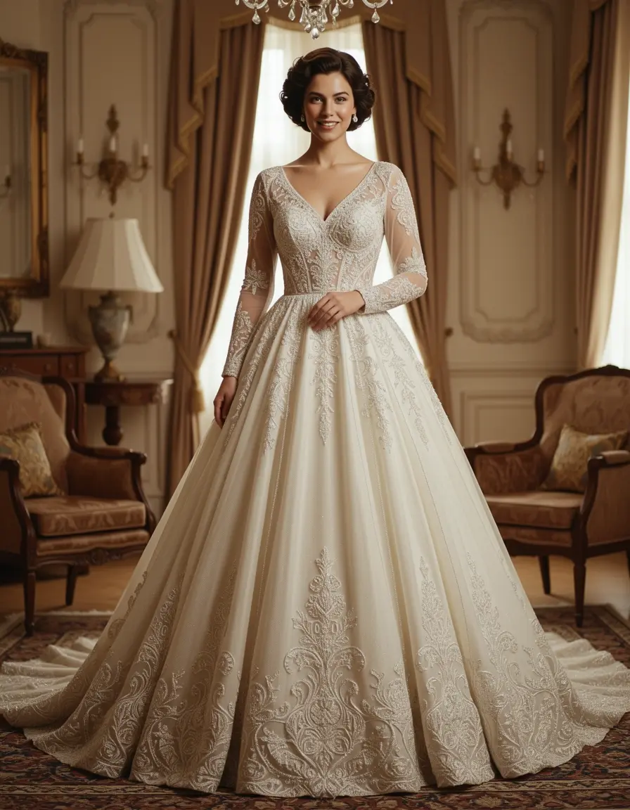 Abito da sposa vintage con ricami di perline