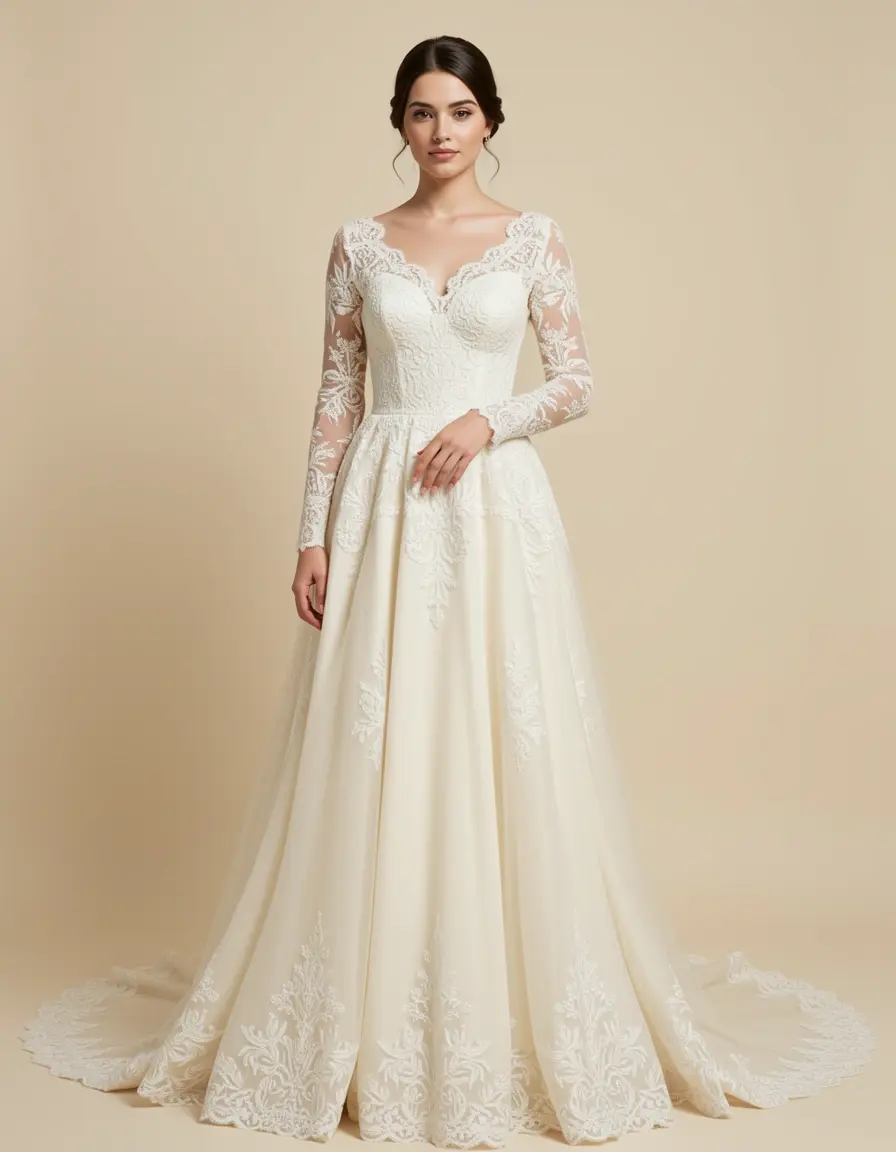 Lace Sleeve Communion Gown