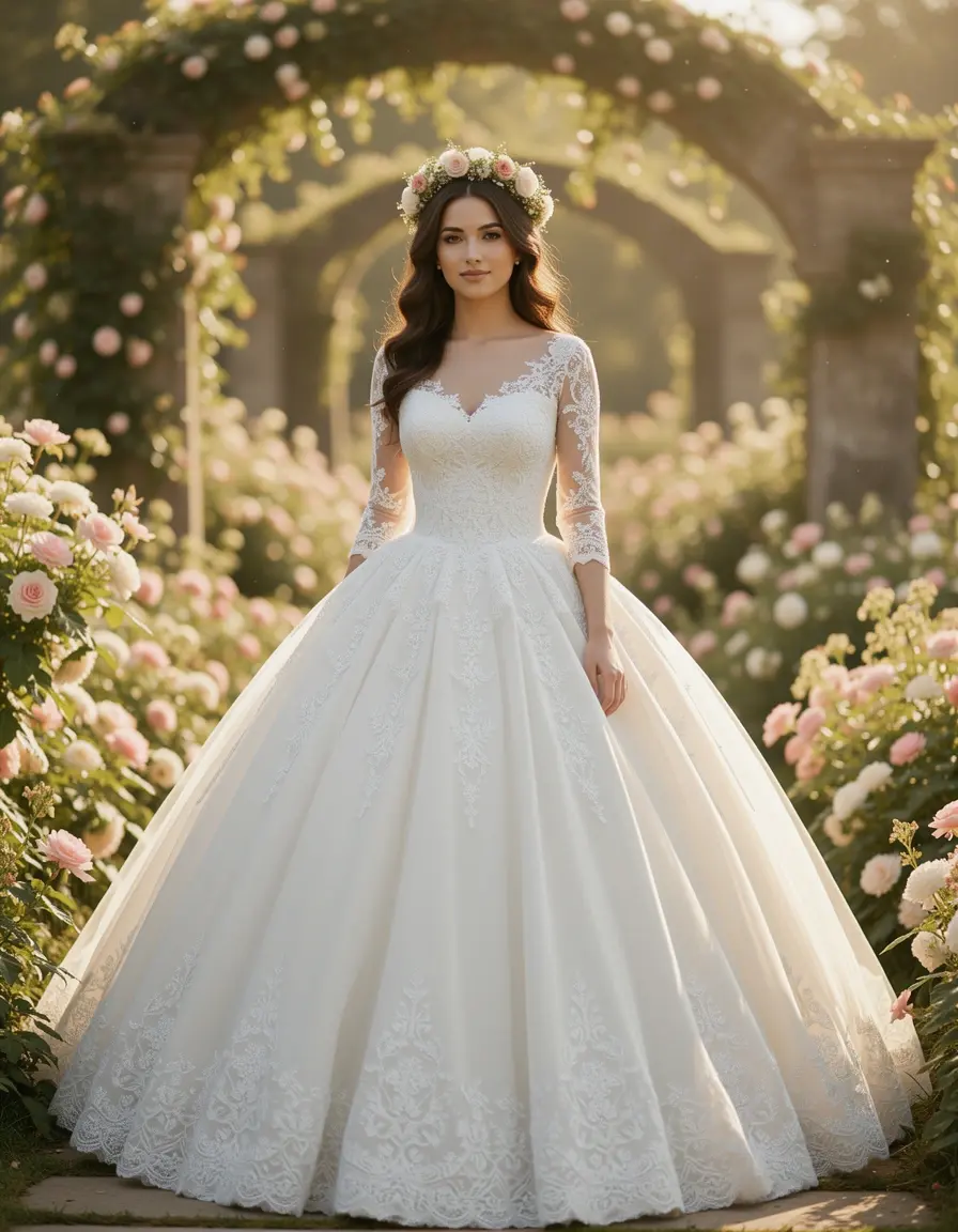 Vestito da sposa a principessa in tulle bianco