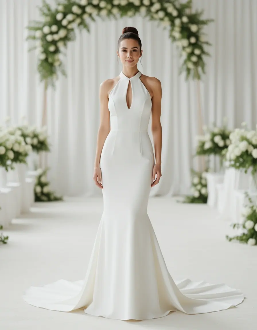 Abito da sposa moderno con collo halter