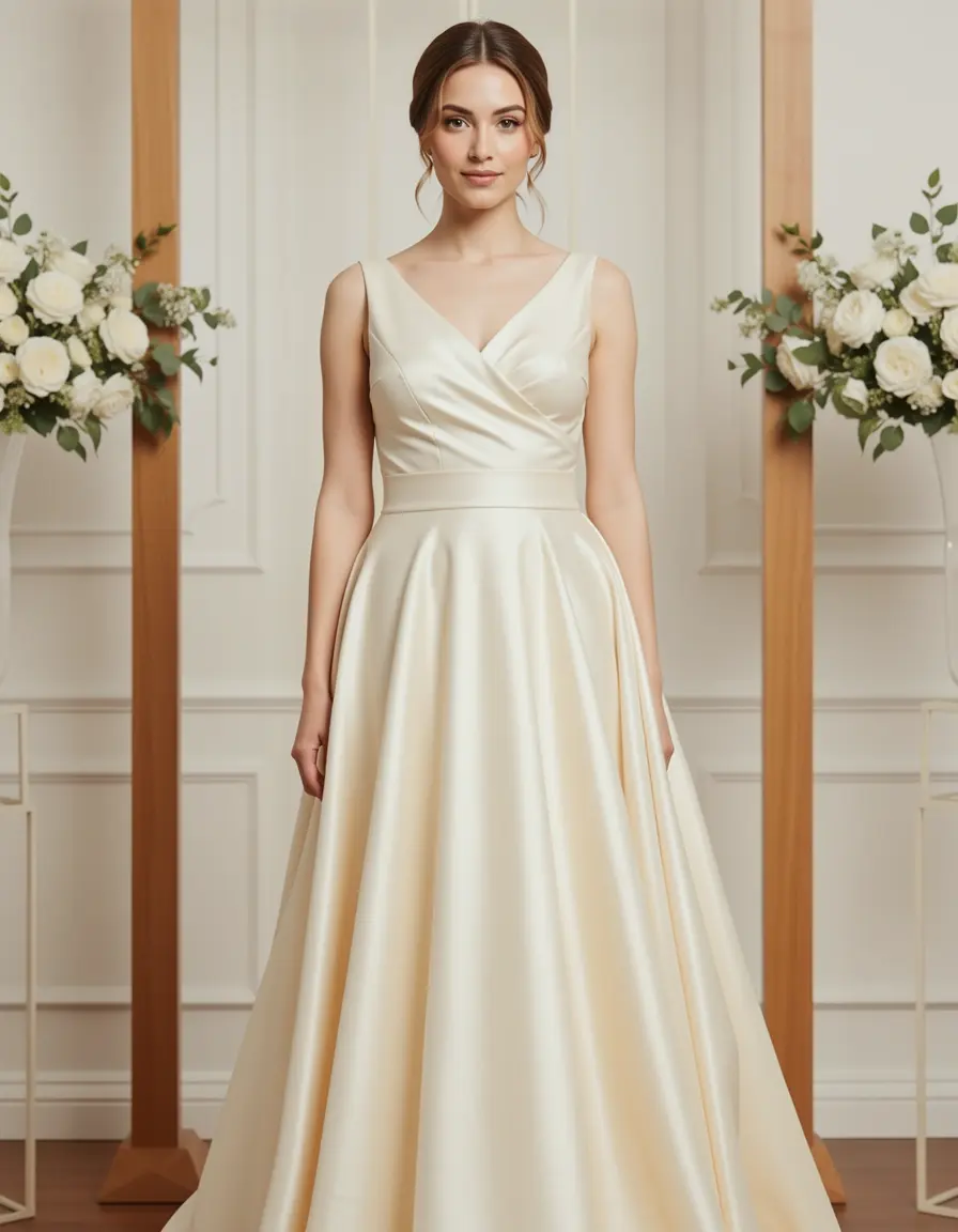 Satin Wrap Baptism Dress avorio