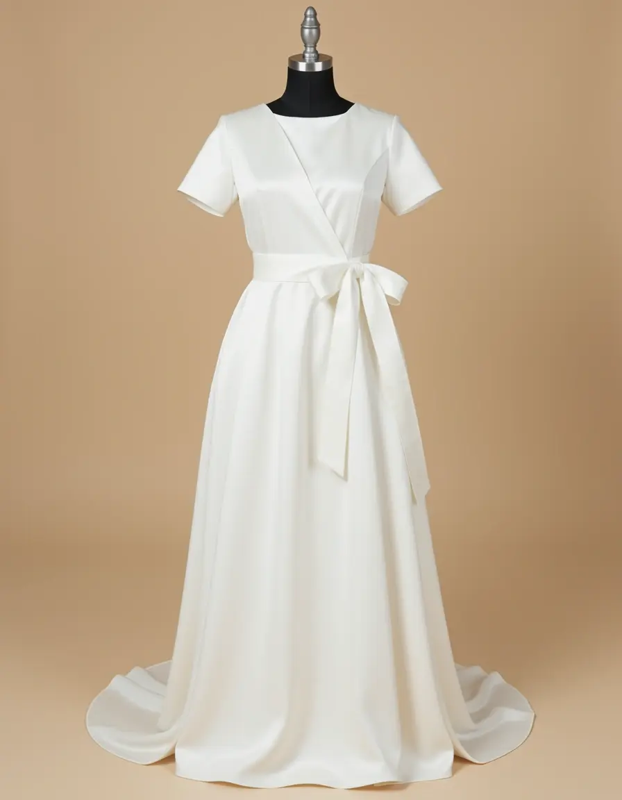 Silk empire waist dress bianco