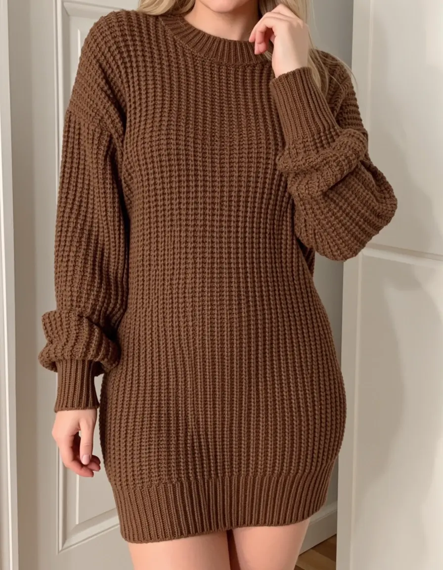 Vestito in maglia marrone accogliente