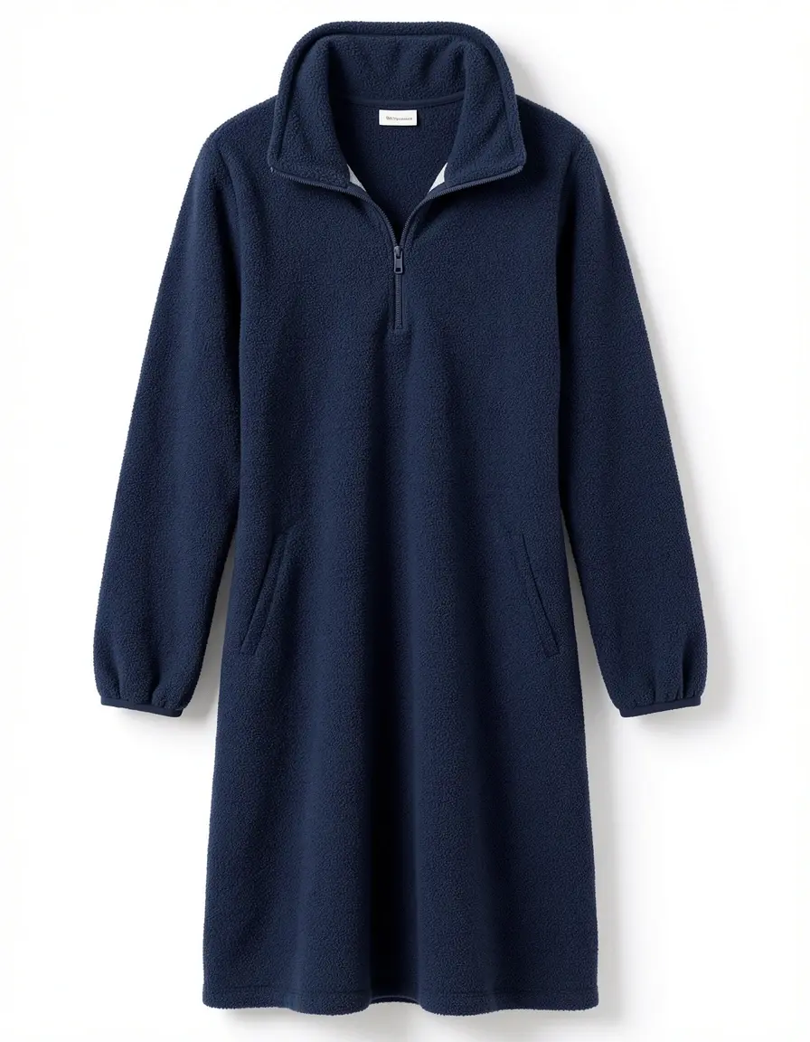 Vestito foderato in pile blu navy