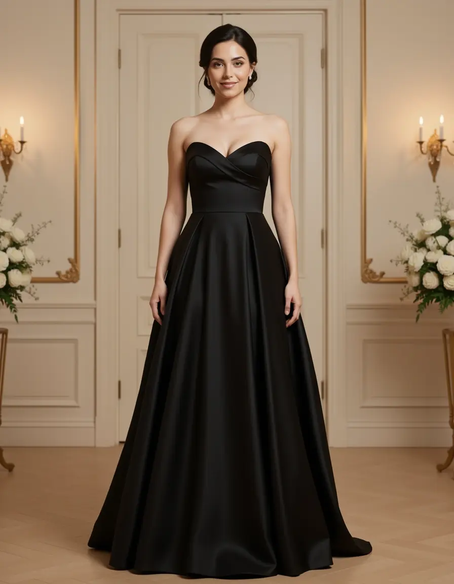 Vestito a tubino in raso nero elegante