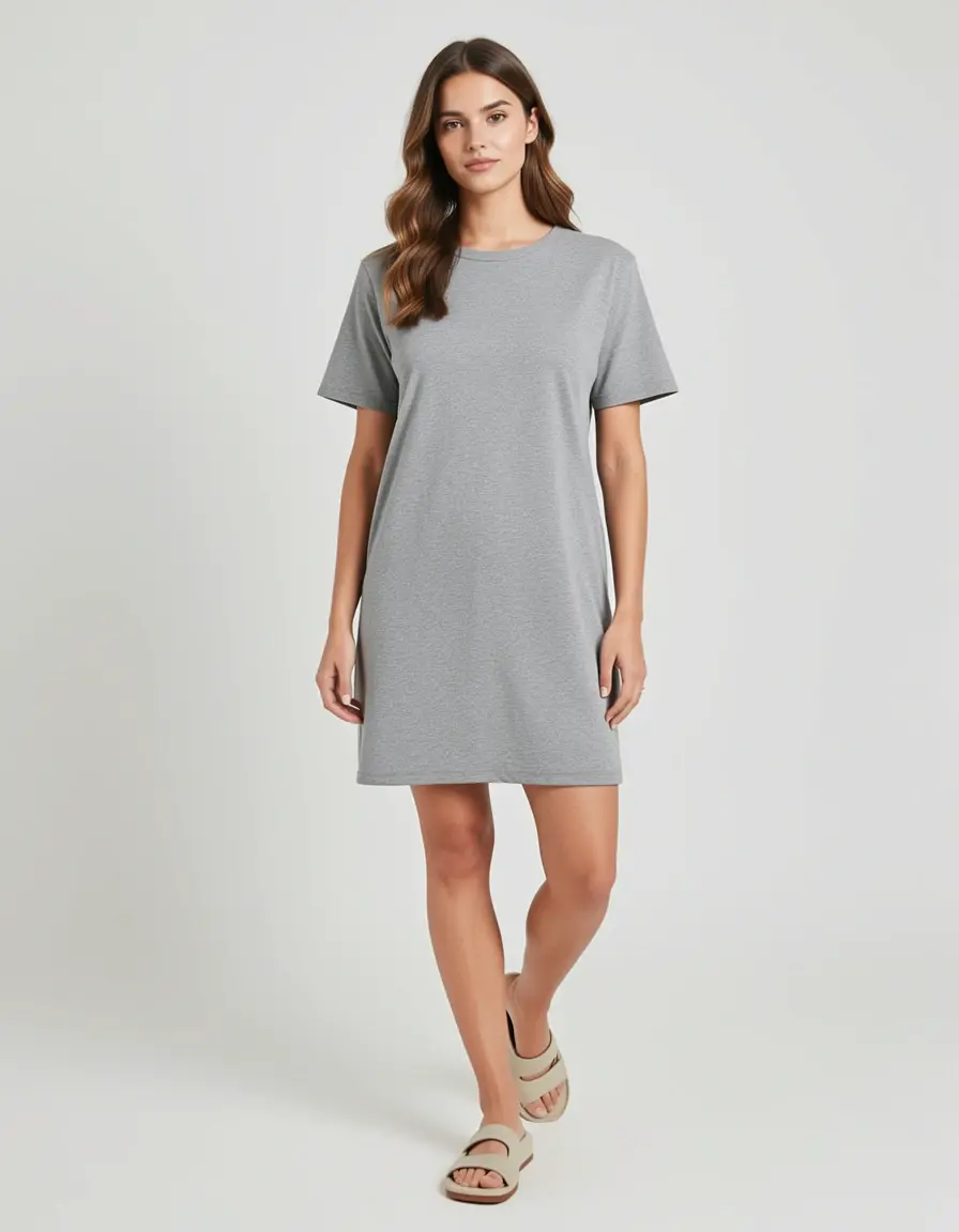 Casual Jersey Shift Dress grigio per uso quotidiano