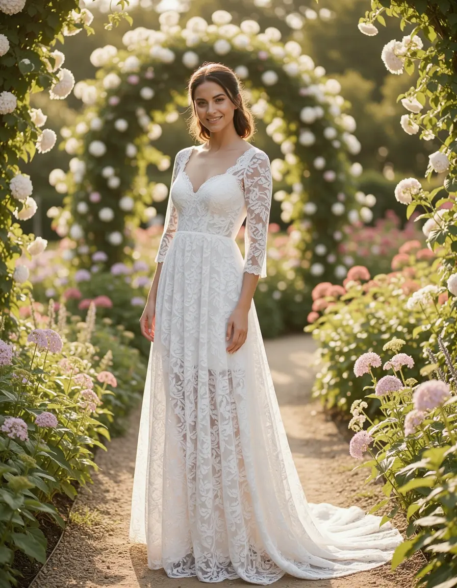 White Lace Maxi Dress romantico