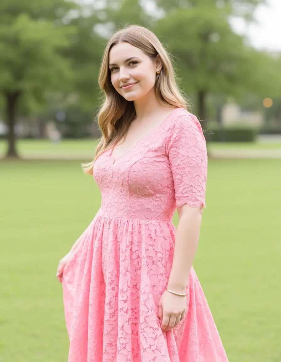 Pink Lace Midi Dress rosa pastello