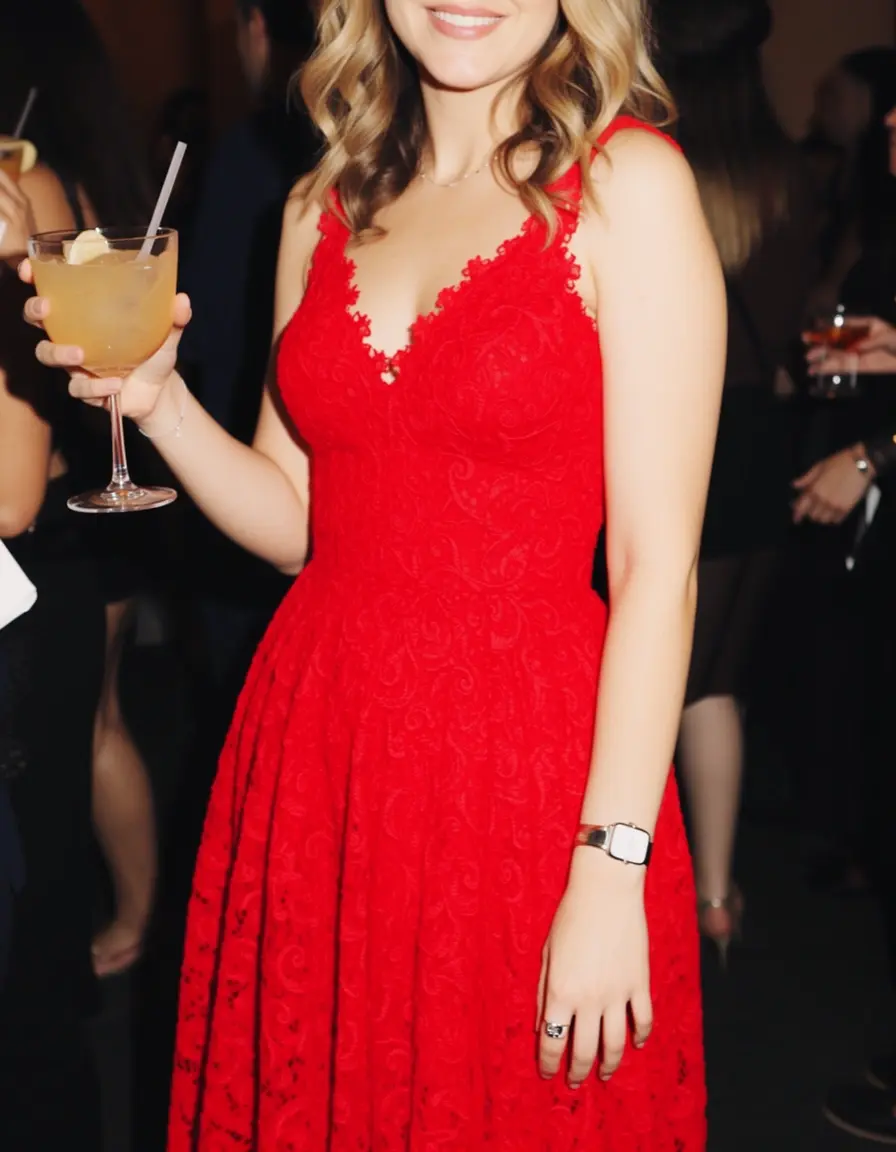Red Lace Cocktail Dress rosso da festa