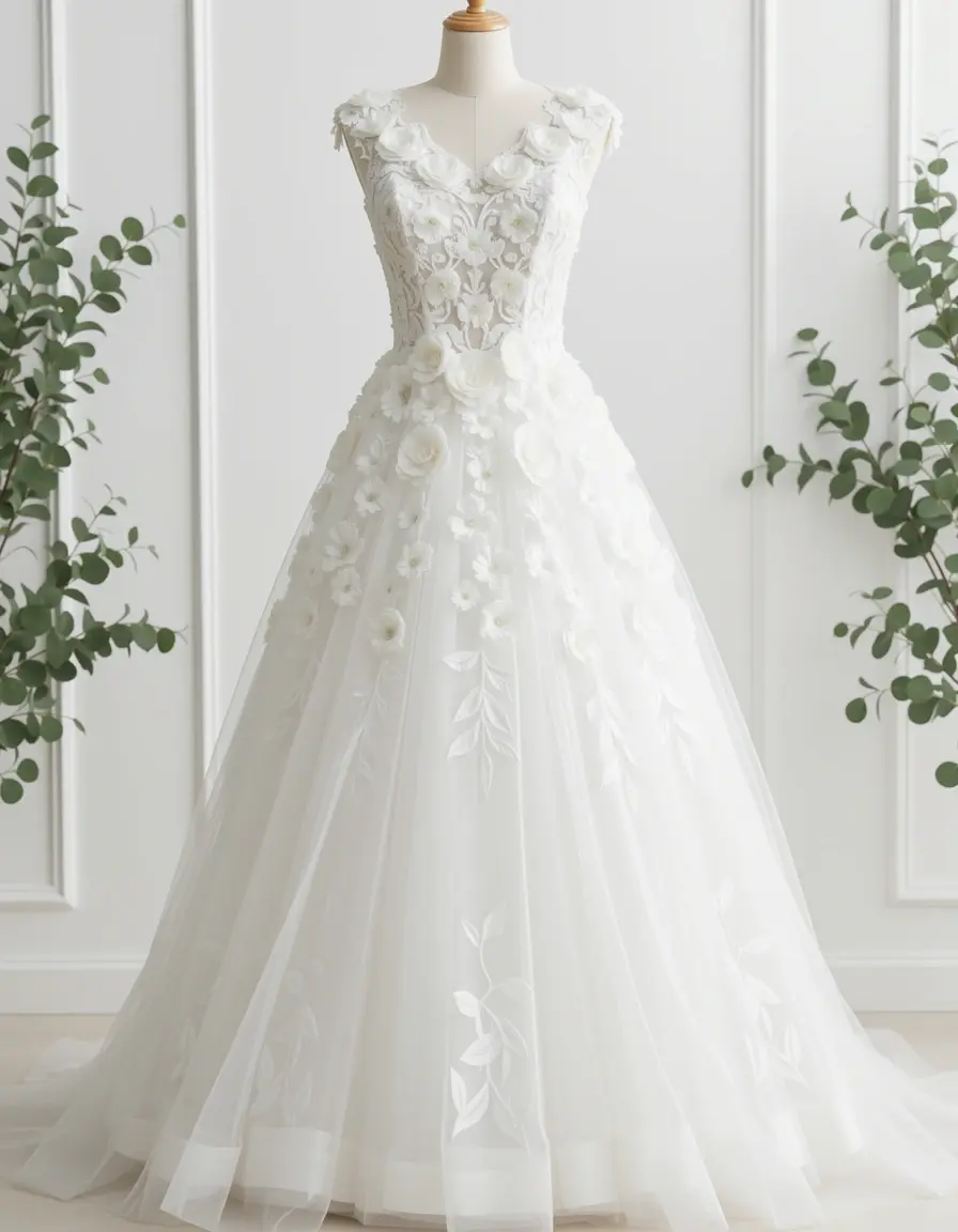Vestito in organza con fiori per neonata