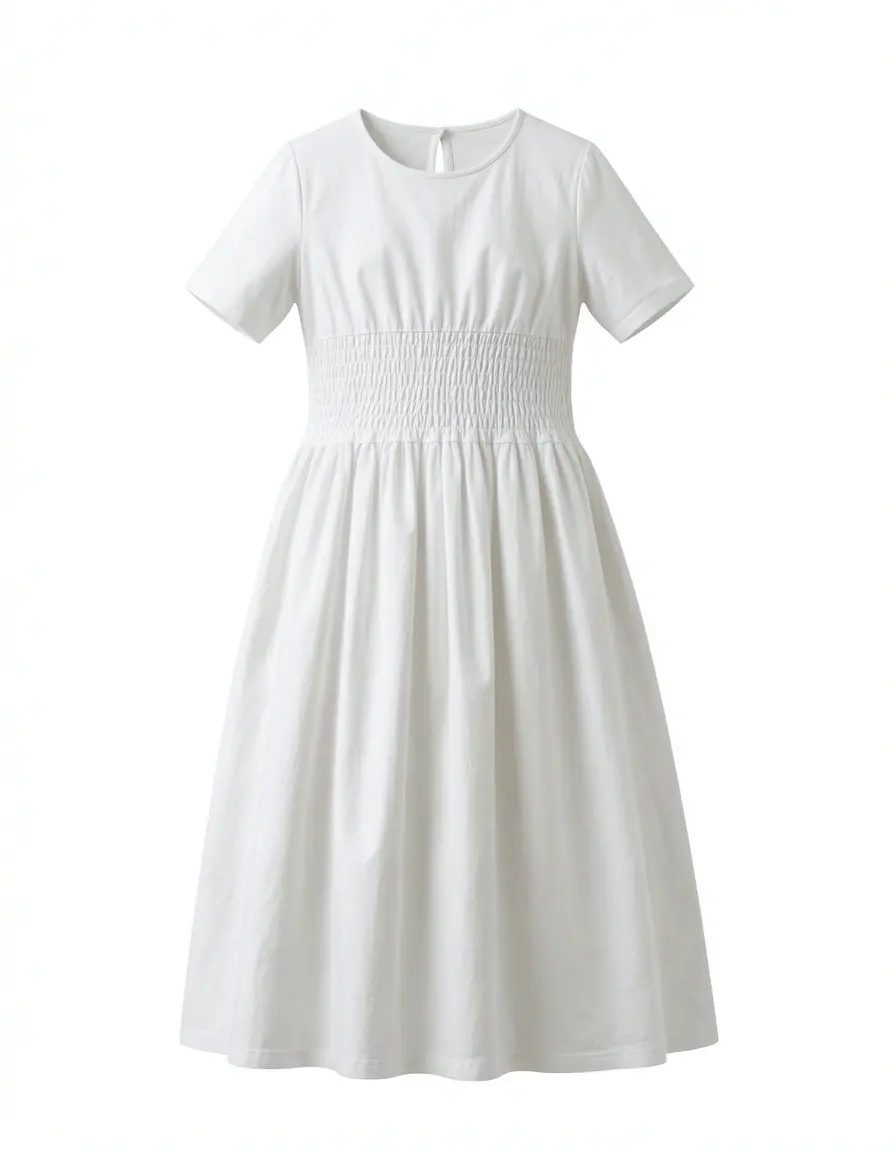 Abito in cotone con punto smock per neonata