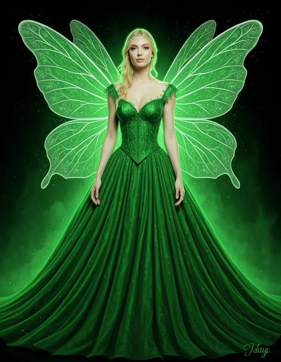 Vestito da fata verde con ali per donna