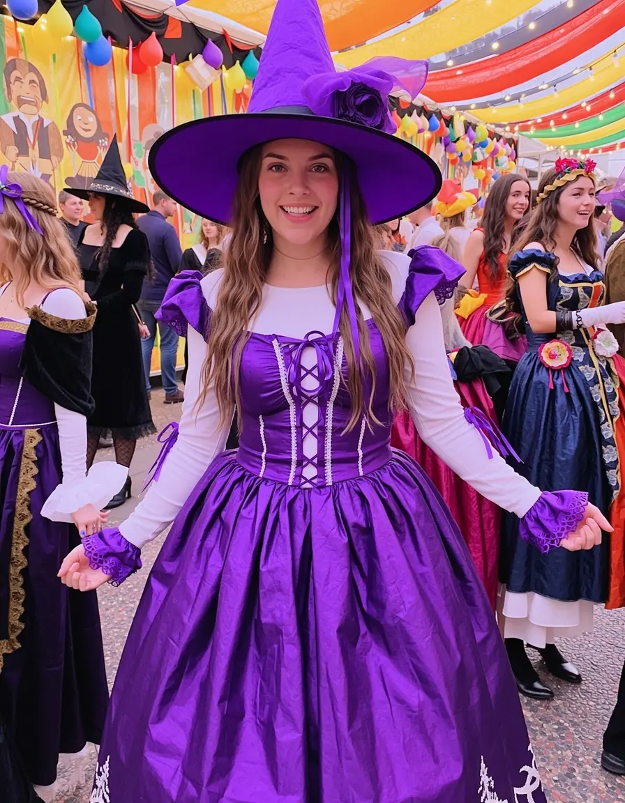 Vestito da strega viola con cappello
