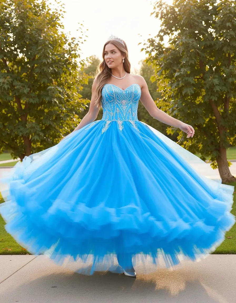 Vestito principessa in tulle blu