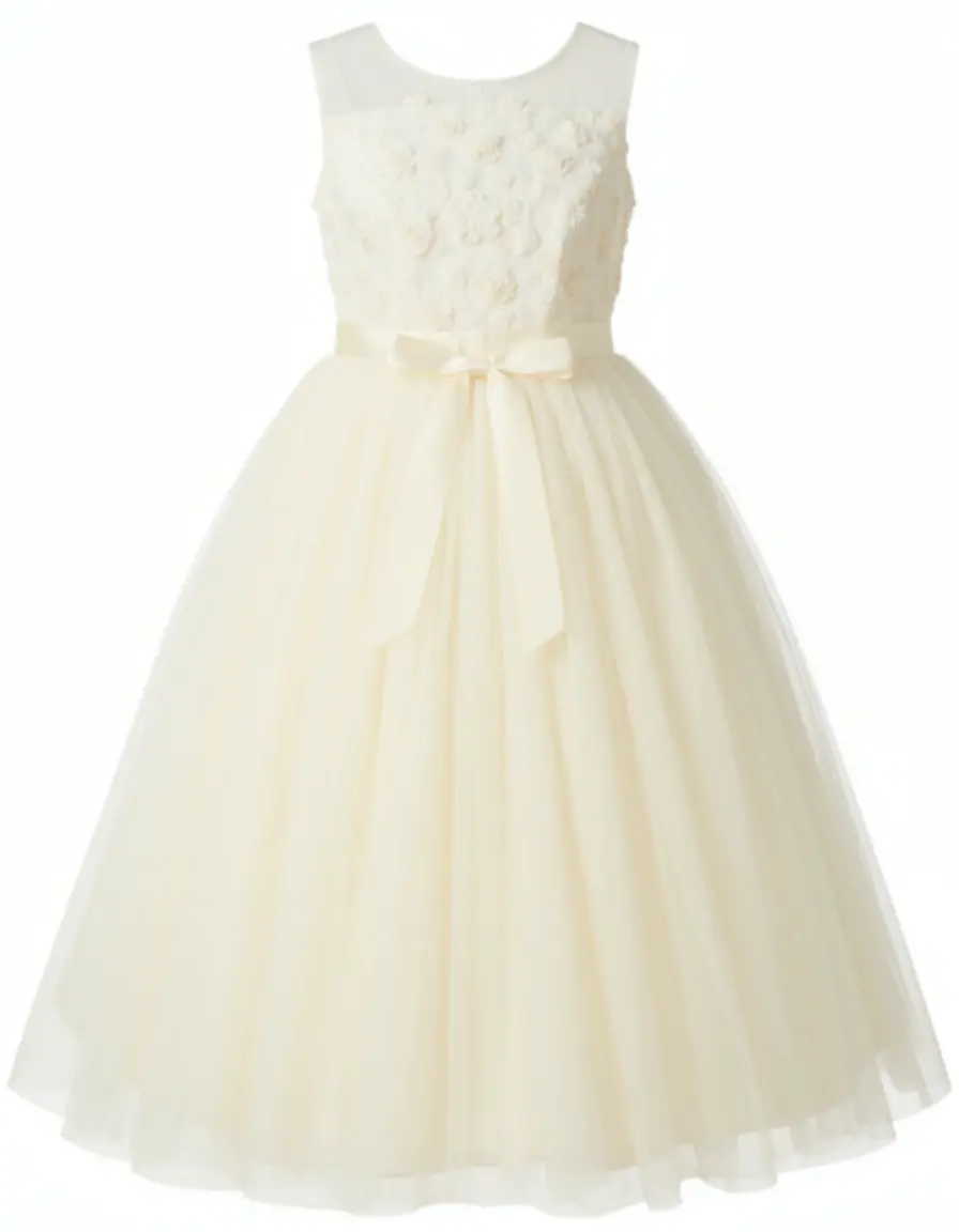 Abito damigella in organza avorio